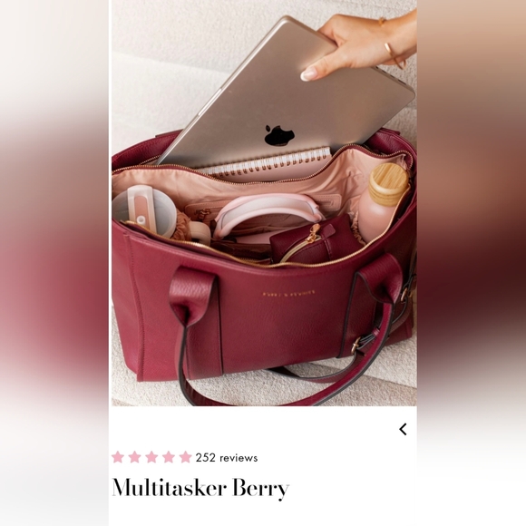 Poppy & Peonies Elegant Burgundy Tote Bag - Picture 2 of 8